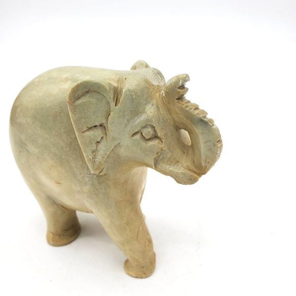 VTG Marble Elephant Figurine Carved Stone Paper Weight Decor Safari Shelf Decor‎ - Picture 3 of 7